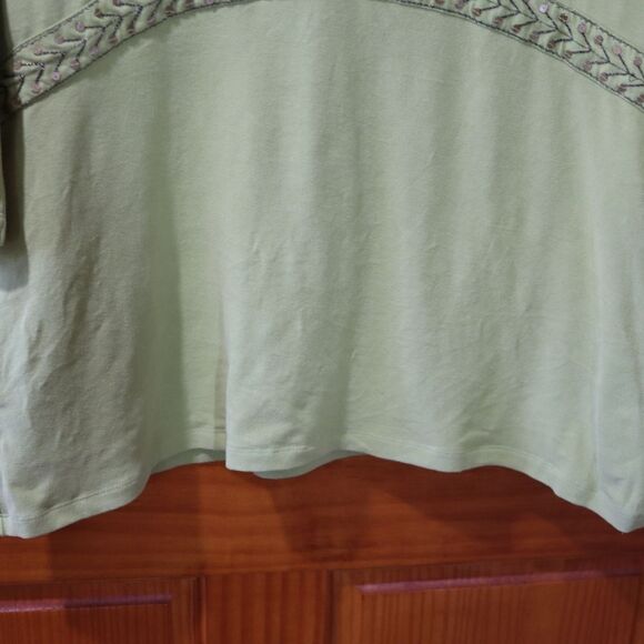Sigrid Olsen Green Floral Embroidered Blouse 12 Y2K 90s Top - Picture 12 of 15